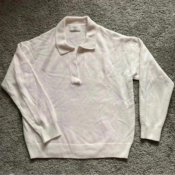 Aritzia Wilfred Clara 100% Merino Wool‎ Sweater Light Birch M - Picture 3 of 9